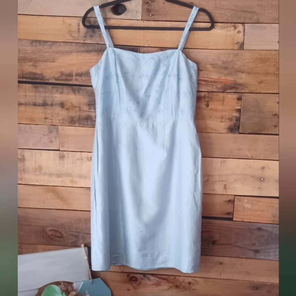 Light Blue Embroidered Dress - Picture 3 of 9
